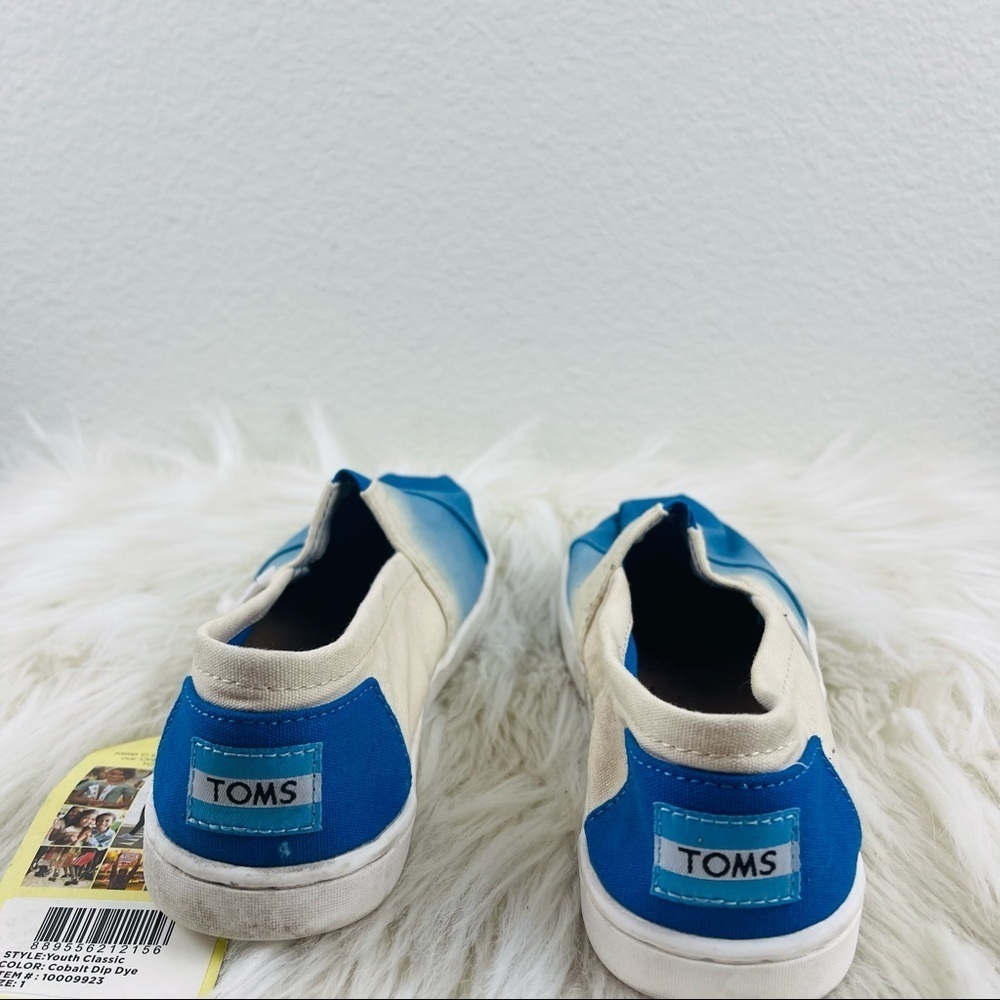 Youth Toms Classic Cobolt Dip Dye Slip On Shoes Size 1 US! - Picture 8 of 10